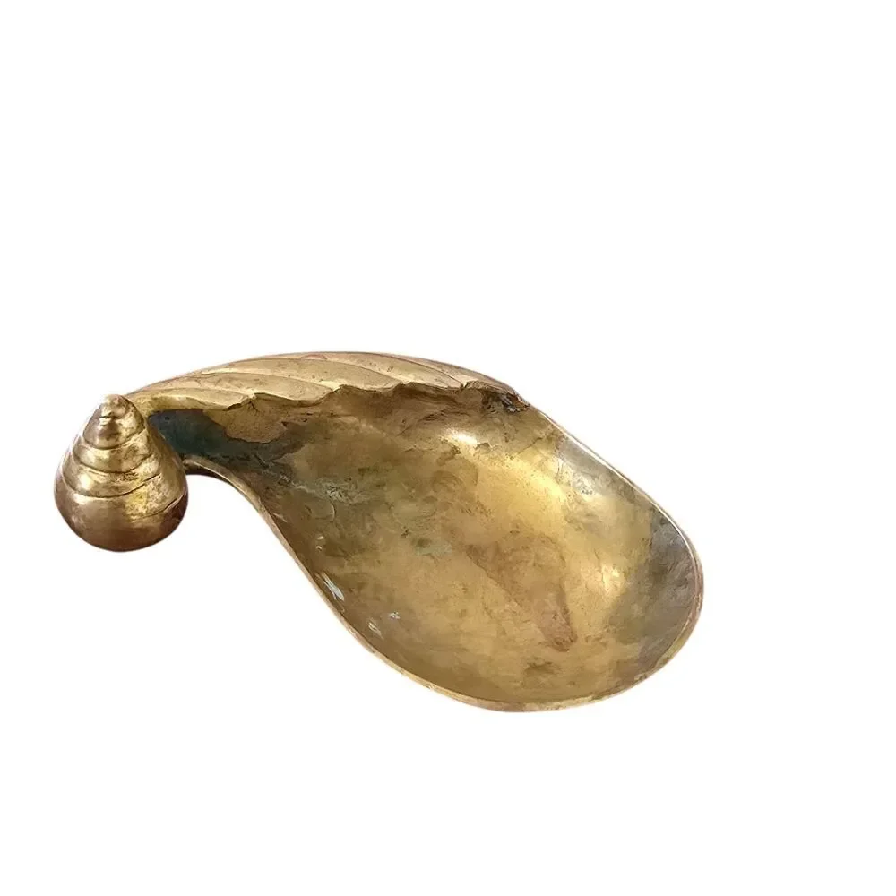 Vintage Solid Brass Footed‎ Winged Shell Catch-all